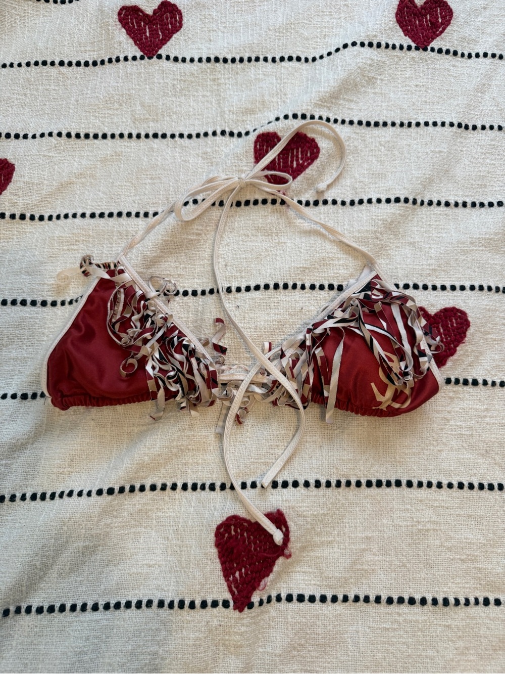 FSU Florida state university Red Fringe Triangle Bikini Top